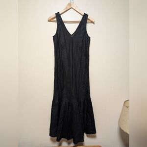 American Giant Black 100% Linen Sleeveless Drop Waist Dress Women’s XS